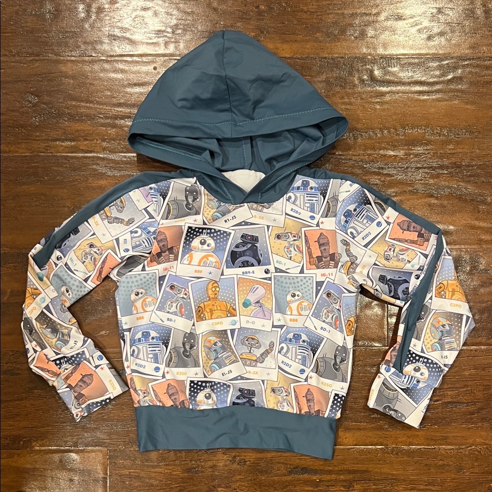 Star Wars Print Boys  2T-3T Stretchy Navy & White Hoodie